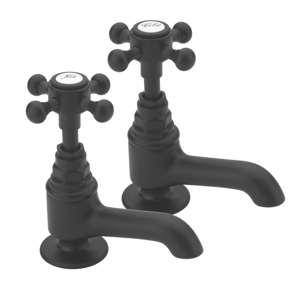 Allora Pair Basin Taps Matt Black Bathroom Taps
