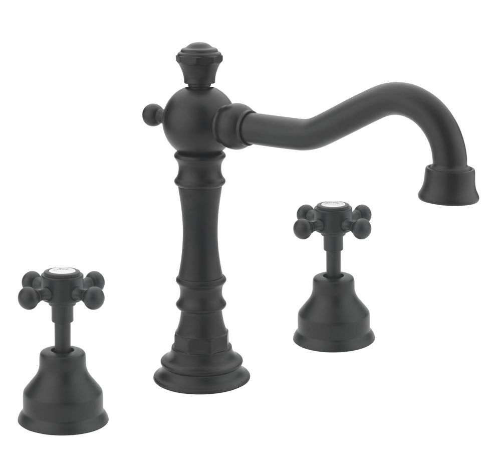 Allora 3 Hole Deck B/Filler Matt Black Bathroom Taps
