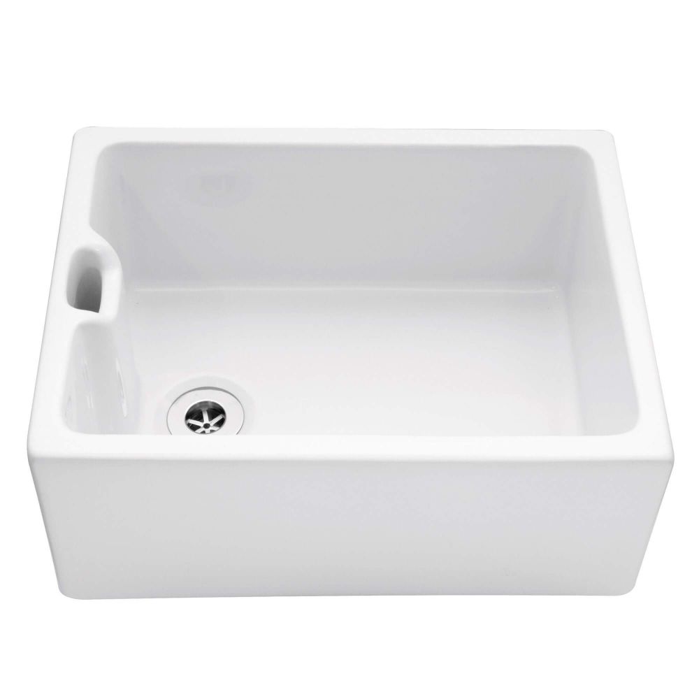 Caple Single Bowl White Ceramic Belfast Sink with Weir Overflow 595 x