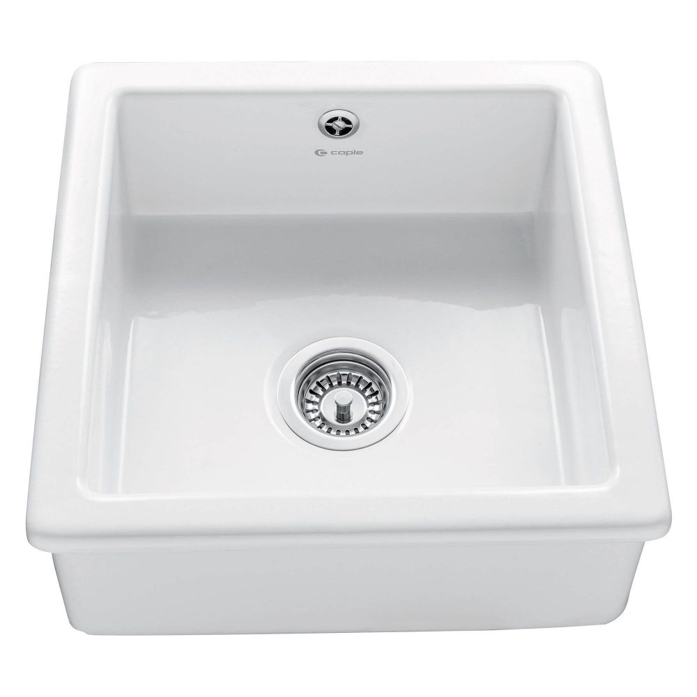 Caple Square Single Bowl Inset or Undermount White Ceramic Kitchen Sink