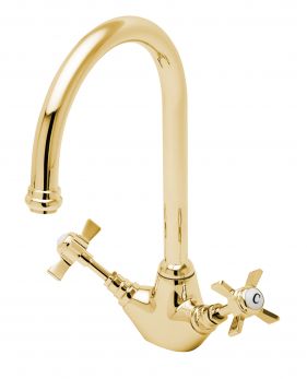 Imperial dual flow mono sink mixer, Antique Gold Plated