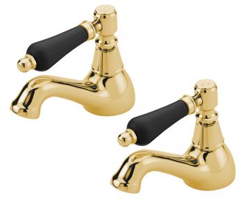 Victoria Nero lever pair of bath taps, Antique Gold Plated