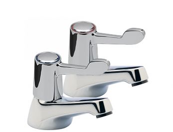 Capri lever pair of basin taps,ceramic disc valves,3" levers, Chrome Plated