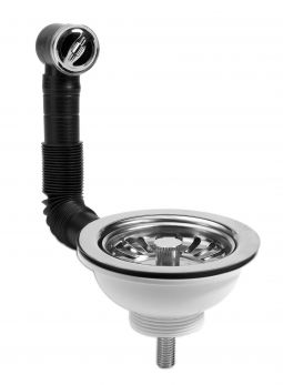 1 1/2" basket strainer waste complete with overflow, Chrome Plated