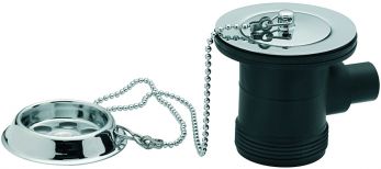 1 1/2" bath waste & overflow,brass flange,with parking plug & ball chain, Chrome Plated