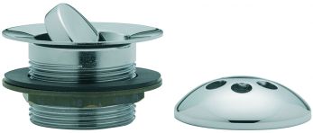 1 1/2" flip plug bath waste with solid plug and overflow, Chrome Plated