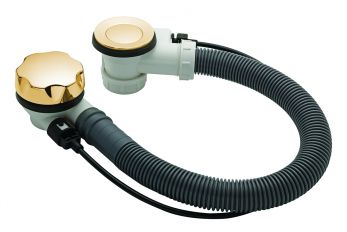 1 1/2" automatic bath pop up waste with stop device & solid plug,60cm , Antique Gold Plated