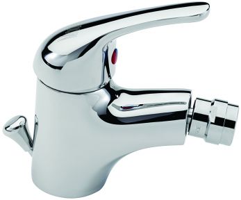 Modena mono bidet mixer with pop up waste, Chrome Plated
