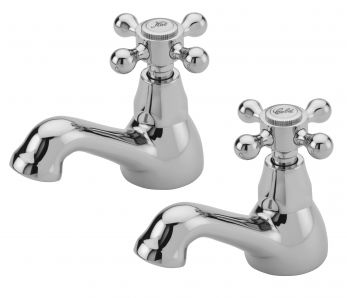 Victoria pair of basin taps, Chrome Plated