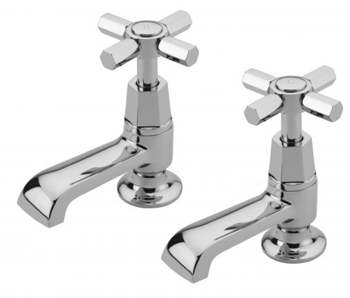 Charleston pair of basin taps, Chrome Plated