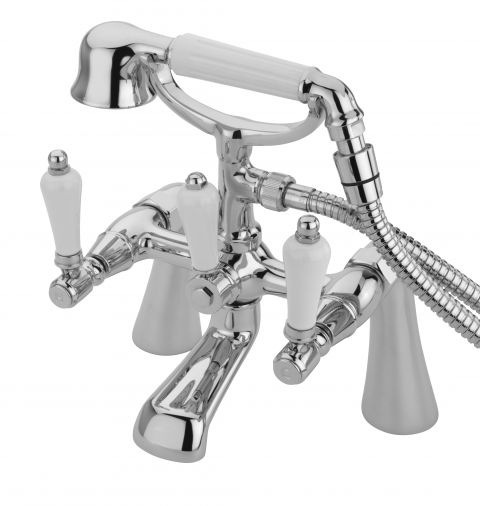 Victoria Bianco lever pillar bath shower mixer complete with kit, Chrome Plated