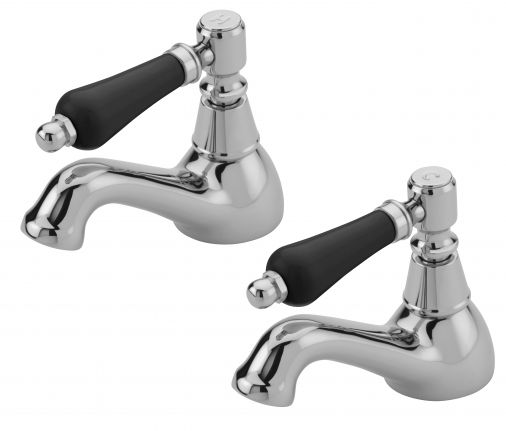 Victoria Nero lever pair of bath taps, Chrome Plated