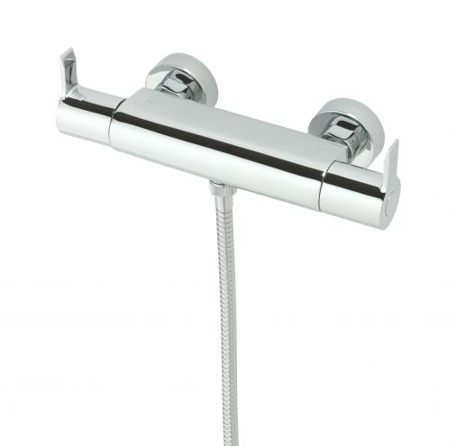 Angle Exposed thermostatic shower valve, Chrome Plated