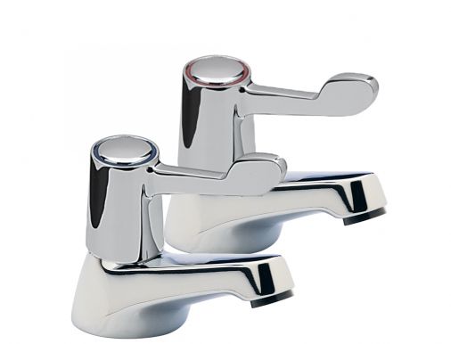 Capri lever pair of basin taps,ceramic disc valves,3" levers, Chrome Plated