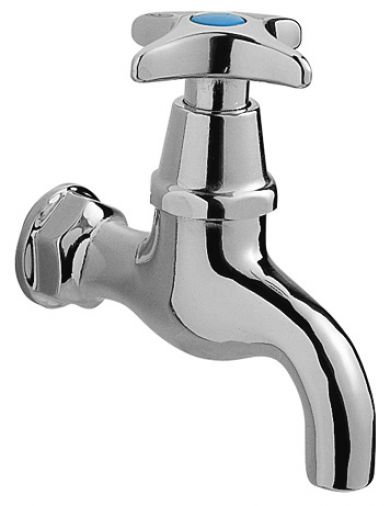 Capri crosshead bib tap (single), Chrome Plated