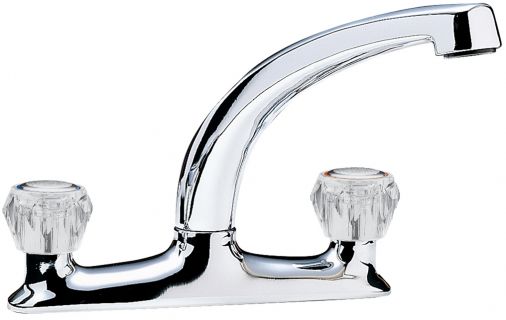 Special economy dual flow deck sink mixer with 8" spout,clear heads, Chrome Plated