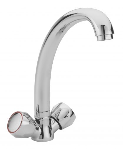 Capri single flow mono sink mixer cast spout,mazak heads , Chrome Plated