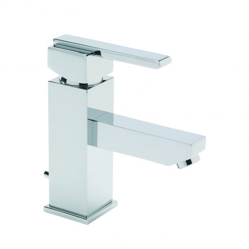 Vespa mono basin mixer with pop-up waste, Chrome Plated