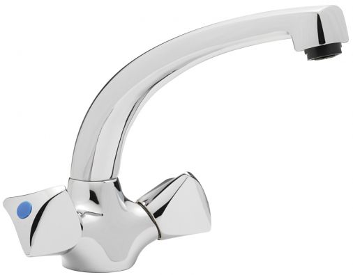 Special economy dual flow mono sink mixer, triangular heads, Chrome Plated