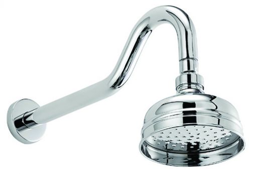 Tre Mercati Curved 340mm Shower Arm With Traditional 5" Shower Rose - Chrome