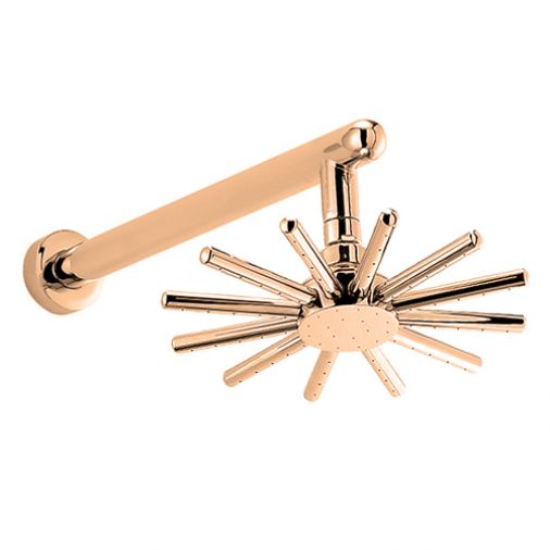 Tre Mercati Minimal 390mm Shower Arm With Minimal 9" Spider Shower Head - Antique Gold