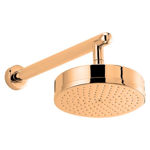 Tre Mercati Minimal 5" Shower Head & Swivel with Wall Arm - Antique Gold