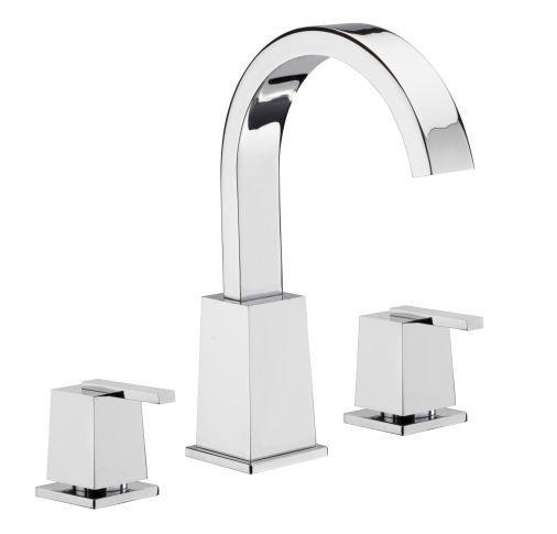 Mr Darcy 3 hole basin mixer with click clack waste with mushroom plug, Chrome Plated