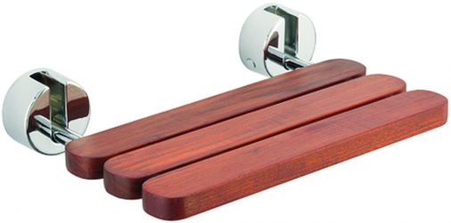 Folding Wooden Shower Seat - Chrome Plated Fittings, Chrome Plated