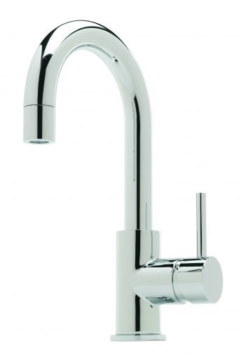 Milan side lever mono basin with pop up waste, Chrome Plated