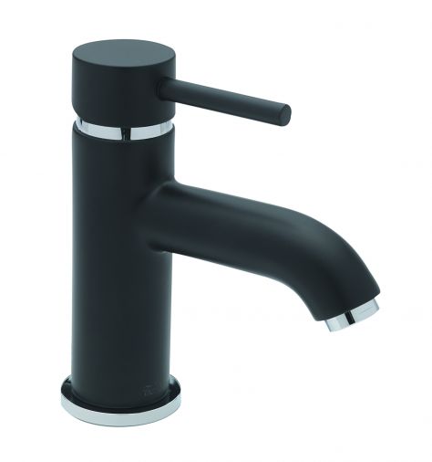 Milan Black mono basin mixer with click clack waste, Matt Black