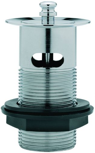 1 1/4" brass anti vandal basin waste with solid plug, Chrome Plated