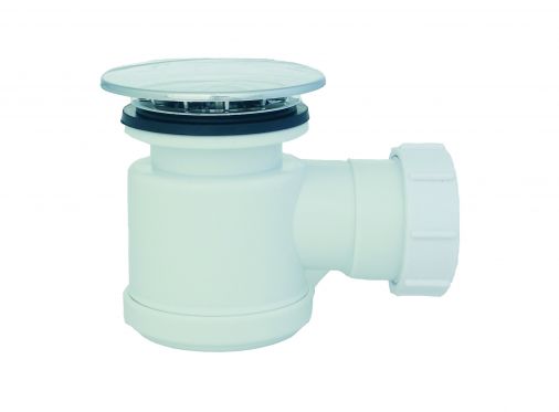 Combined plastic shower trap and waste with removable grid, Chrome Plated