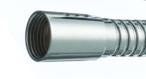 12mm 1/2" x 1/2" shower hose with one conical end & one knurled nut end, 1.25m, Chrome Plated