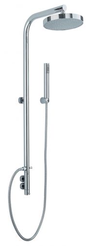 Vertica exposed thermostatic vertical shower valve complete with riser and rose, Chrome Plated