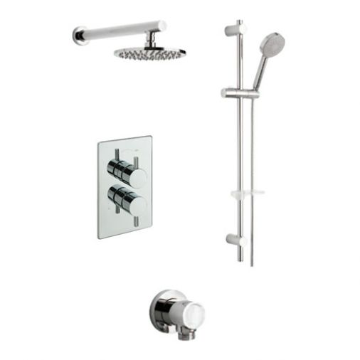 Lever Concealed thermostatic shower valve with 2 way diverter with sliding rail kit, wall outlet and