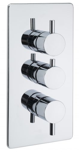 Lever Concealed thermostatic shower valve with 3 way diverter, Chrome Plated