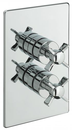 Traditional Crosshead Concealed thermostatic shower valve with 2 way diverter, Chrome Plated