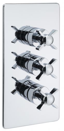 Traditional Crosshead Concealed thermostatic shower valve with 3 way diverter, Chrome Plated