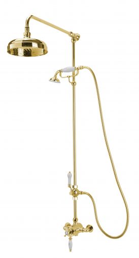 Imperial exposed thermostatic valve complete with pole, Antique Gold Plated