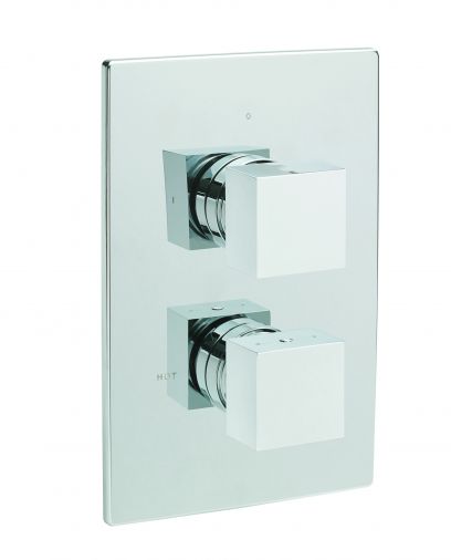 Square/Edge concealed thermostatic shower valve with ABS wall plate, Chrome Plated