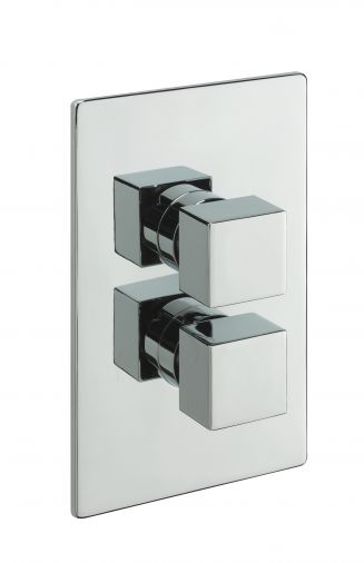 Square Concealed thermostatic shower valve with 2 way diverter, Chrome Plated