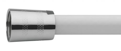 8mm 1/2" x 1/2" PVC shower hose with knurled nut at each end, 2m, Chrome Plated