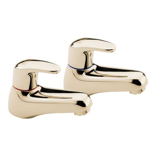 Modena pair of bath taps, Antique Gold Plated