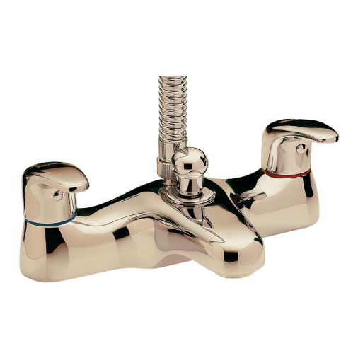 Tre Mercati Modena Deck Mounted Bath Shower Mixer & Kit - Antique Gold