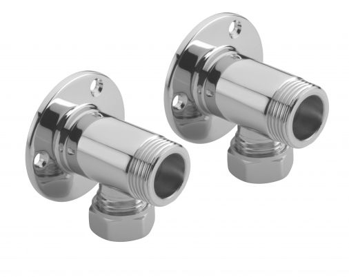 Roma pair of wall plate elbows, Chrome Plated