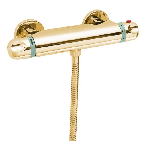 Roma exposed thermostatic shower valve only, Antique Gold Plated