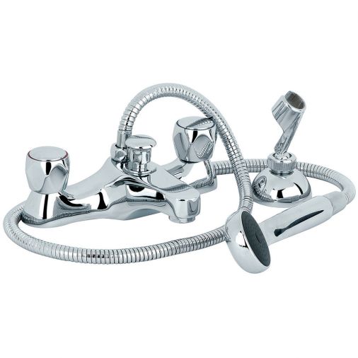 Mayfair Alpha Deck Mounted Bath Shower Mixer with Handset Kit  & Round Handles
