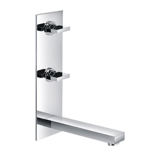 Pura Bloque Vertical Wall Mounted Basin Mixer with Clicker Waste