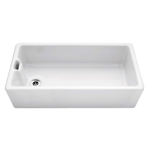 Caple Belfast Extra Large Single Bowl White Ceramic Sink with Weir Overflow - 915 x 460mm