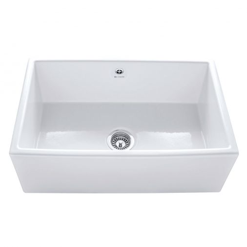 Caple Large Single Bowl Farmhouse White Ceramic Kitchen Sink - 762 x 457mm